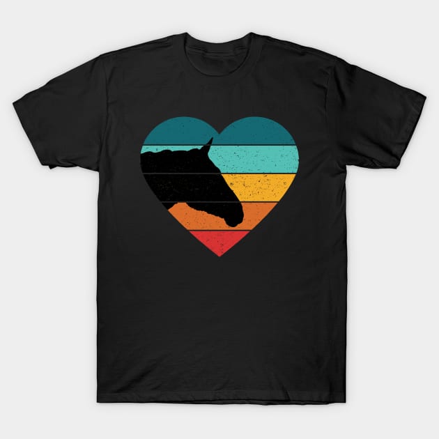 Horse Lover Silhouette Multi Color Heart Shape T-Shirt by CharJens